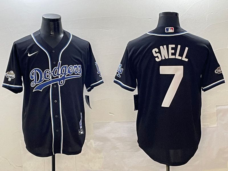 Men Los Angeles Dodgers #7 Snell Black Fashion Game 2025 Nike MLB Jersey style 306->los angeles dodgers->MLB Jersey